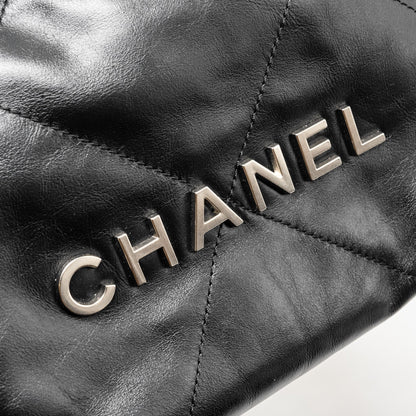 Chanel mini 22 Bag Shiny Calfskin Black  (Microchip)