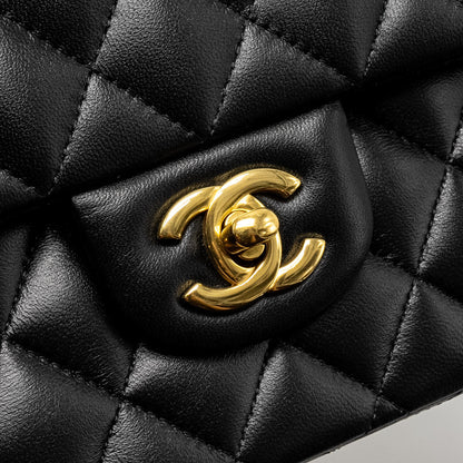 Chanel Medium Classic Double Flap Bag Lambskin Black  (microchip)