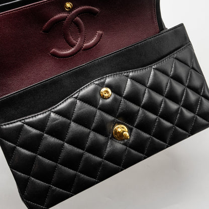 Chanel Medium Classic Double Flap Bag Lambskin Black  (microchip)