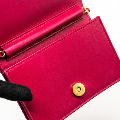 Chanel 21A mini Camelia Flap Bag Velvet Fushia