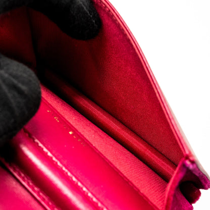 Chanel 21A mini Camelia Flap Bag Velvet Fushia