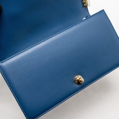 Chanel Medium Chevron Boy Bag Calfskin Blue
