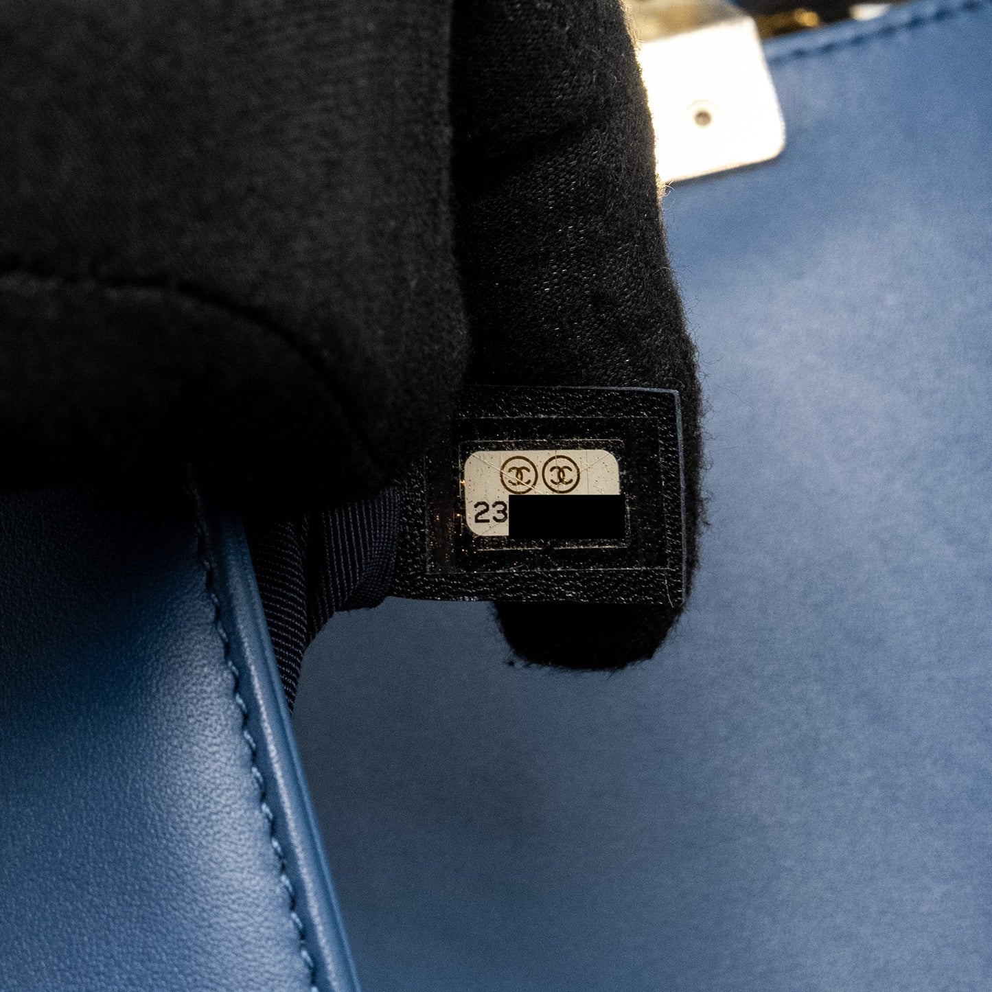 Chanel Medium Chevron Boy Bag Calfskin Blue