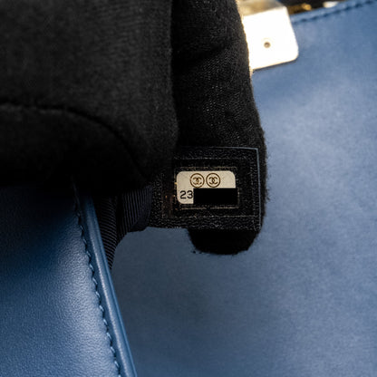 Chanel Medium Chevron Boy Bag Calfskin Blue