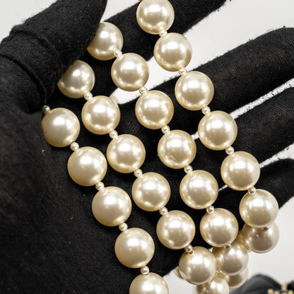 Chanel Pearl Chain Wallet On Chain Lambskin Black L(microchip)