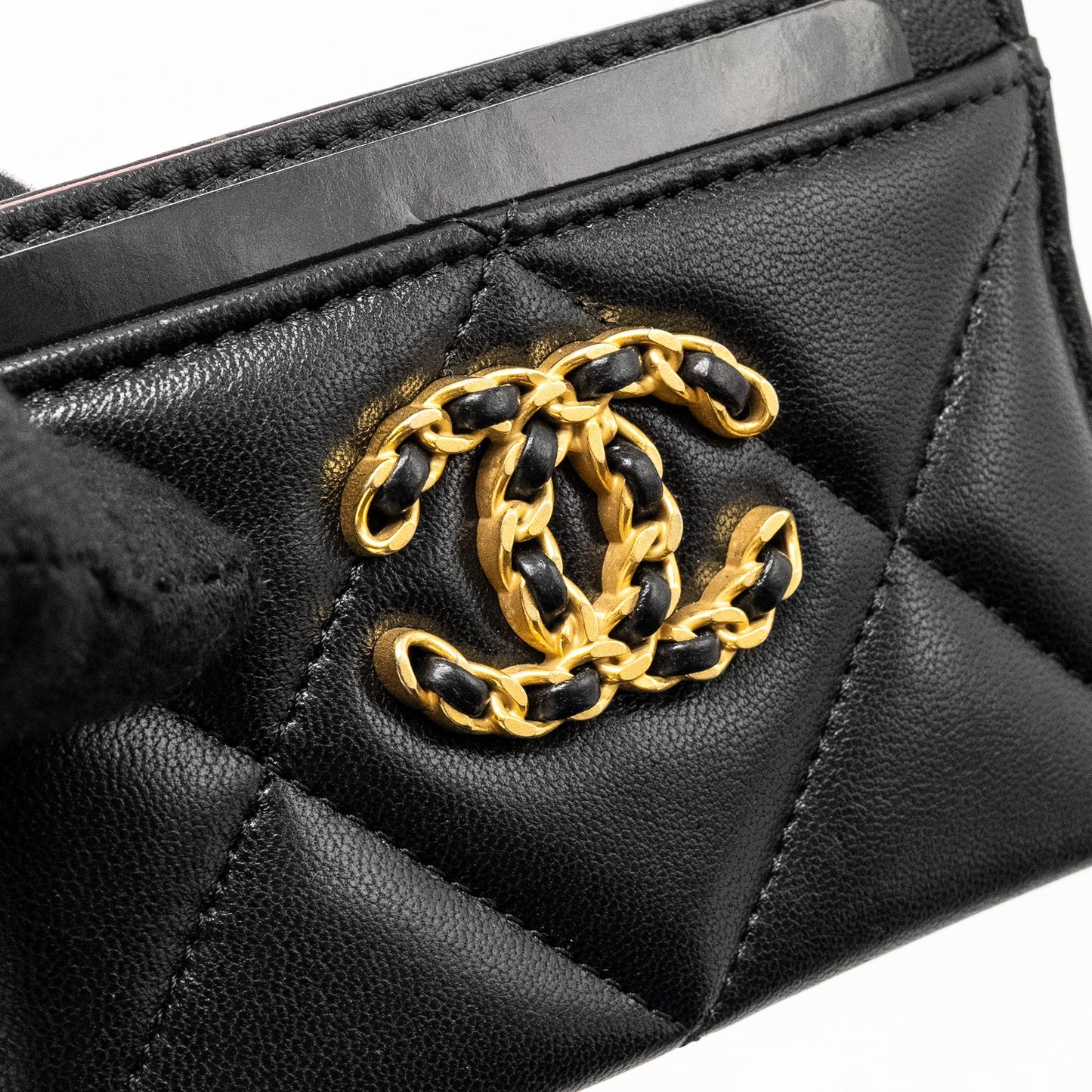 Chanel 19 Card Holder Lambskin Black  (Microchip)
