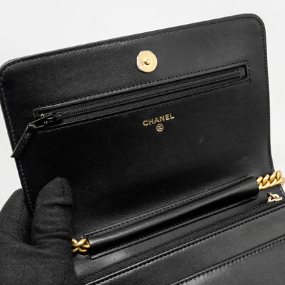 Chanel Boy Wallet on Chain caviar black  (Microchip)