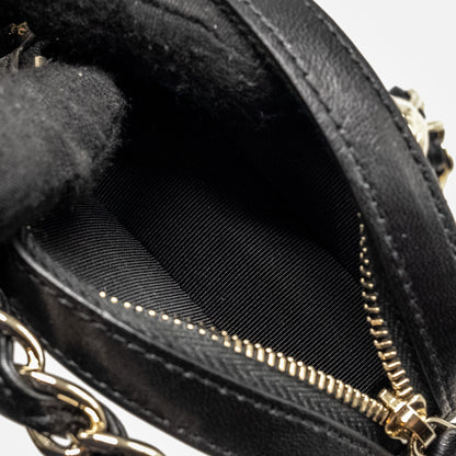 Chanel 22C Round Clutch With Chain Lambskin Black