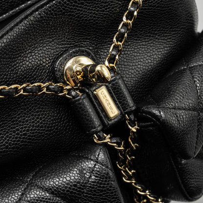 CHANEL 24A Mini Duma Backpack Grained Calfskin Black L (Microchip)