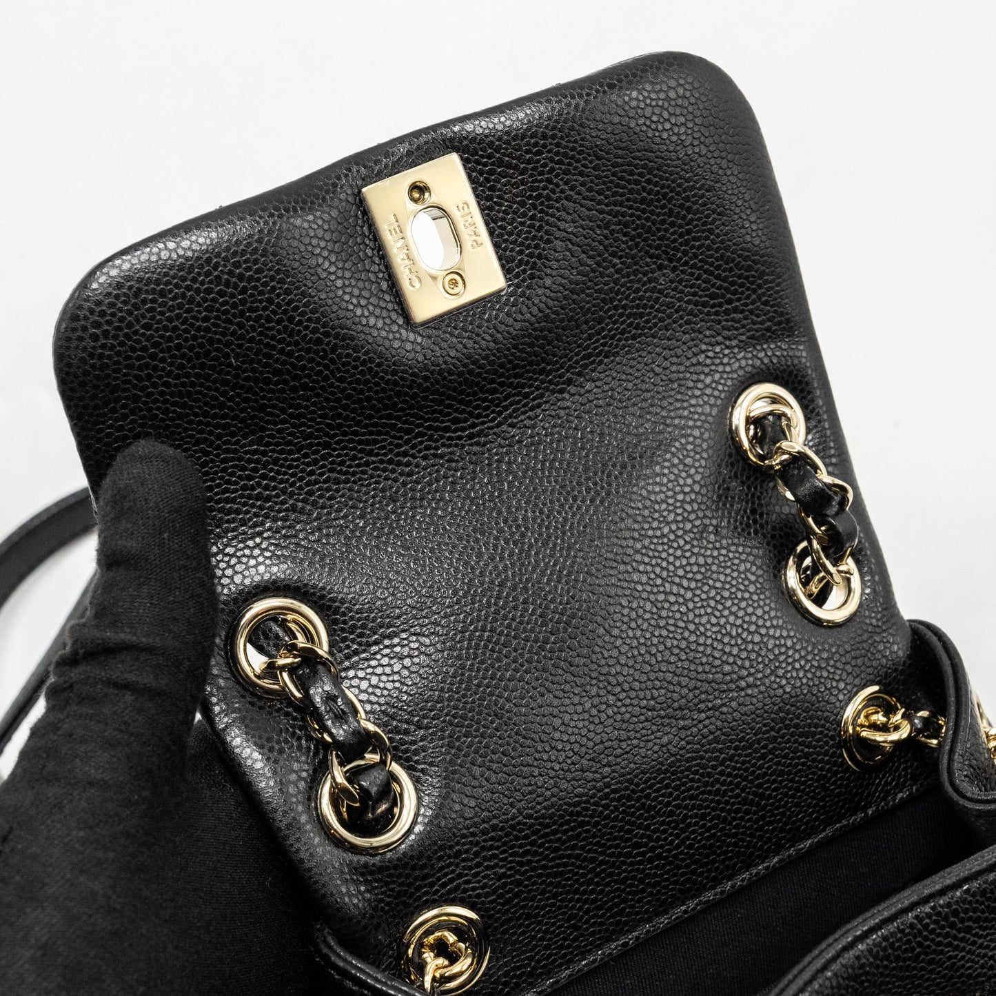 CHANEL 24A Mini Duma Backpack Grained Calfskin Black L (Microchip)