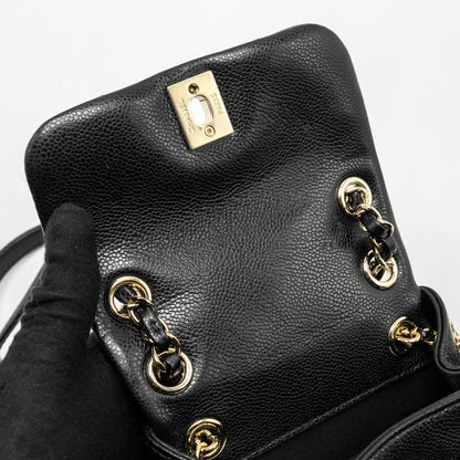 CHANEL 24A Mini Duma Backpack Grained Calfskin Black L (Microchip)