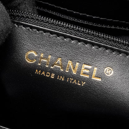 Chanel mini kelly shopping tote bag calfskin black  (microchip)