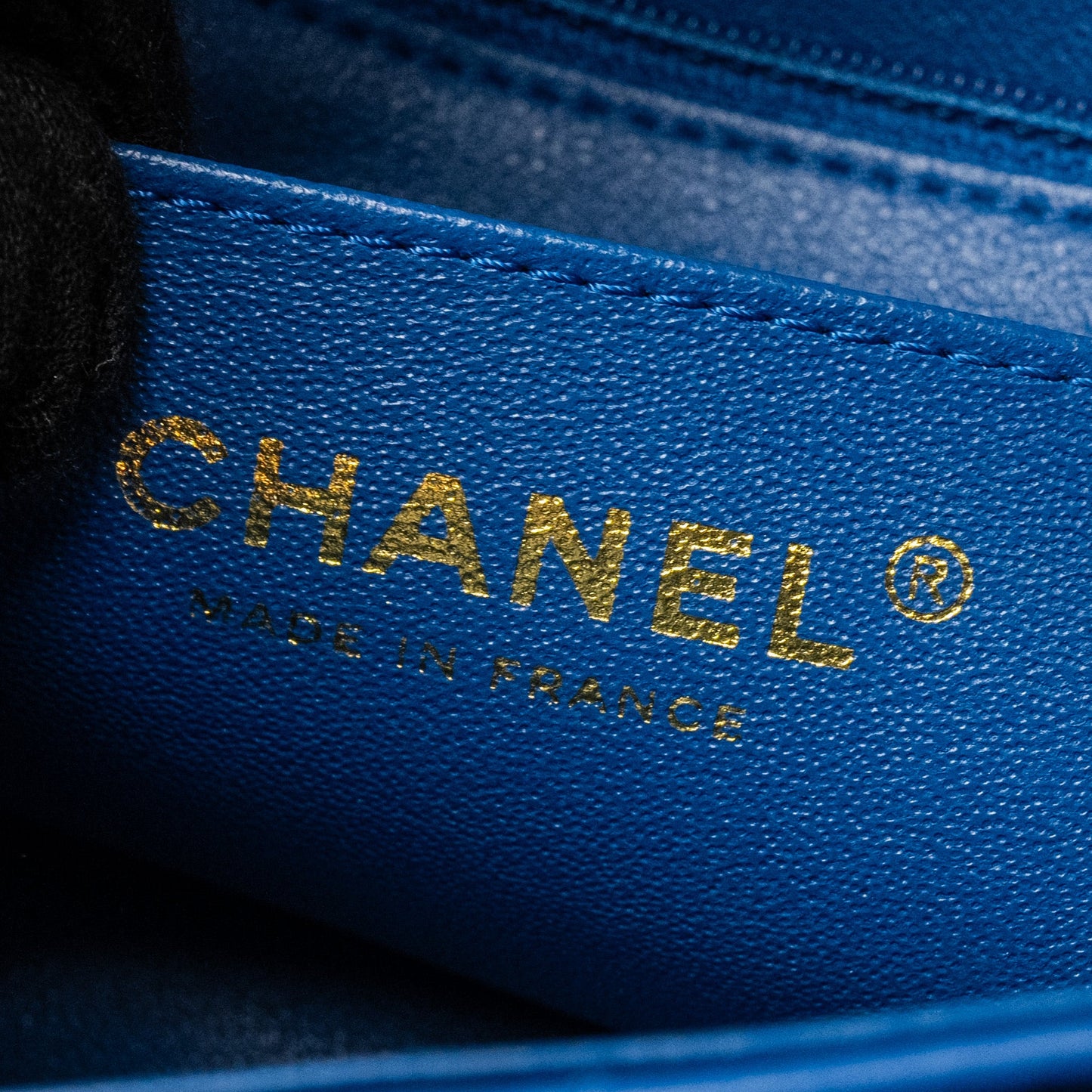 Chanel Mini Rectangular Flap Bag Chevron Lambskin Blue L