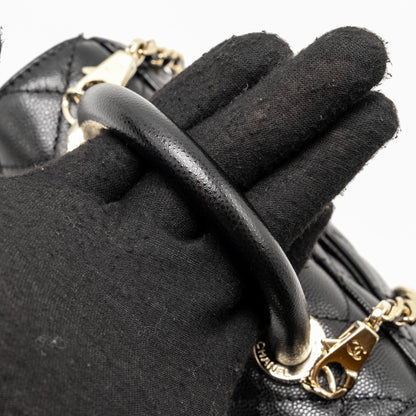 CHANEL Mini Coco Handle Caviar Black L (Microchip)