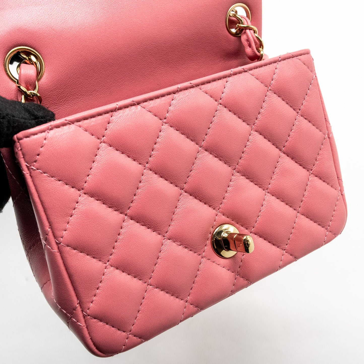 Chanel Mini Square Flap Bag Lambskin PInk L (Microchip)