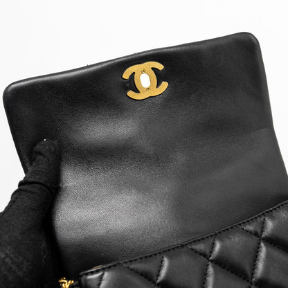 Chanel 22A Button on chain Flap Bag Lambskin Black  (Microchip)