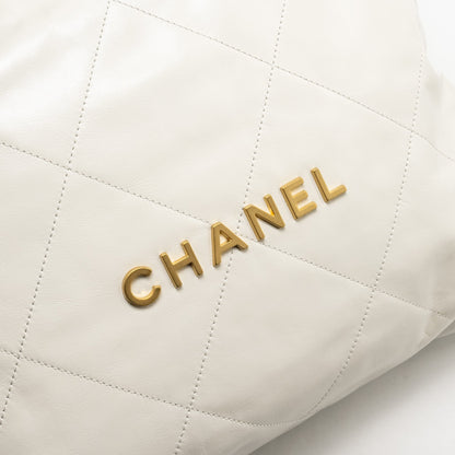 Chanel Medium 22 Bag Calfskin White  (Microchip)