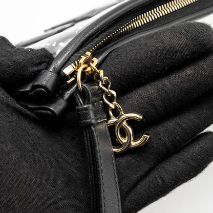 Chanel Letter Logo Clutch Bag Tweed PVC/Lambskin Black L
