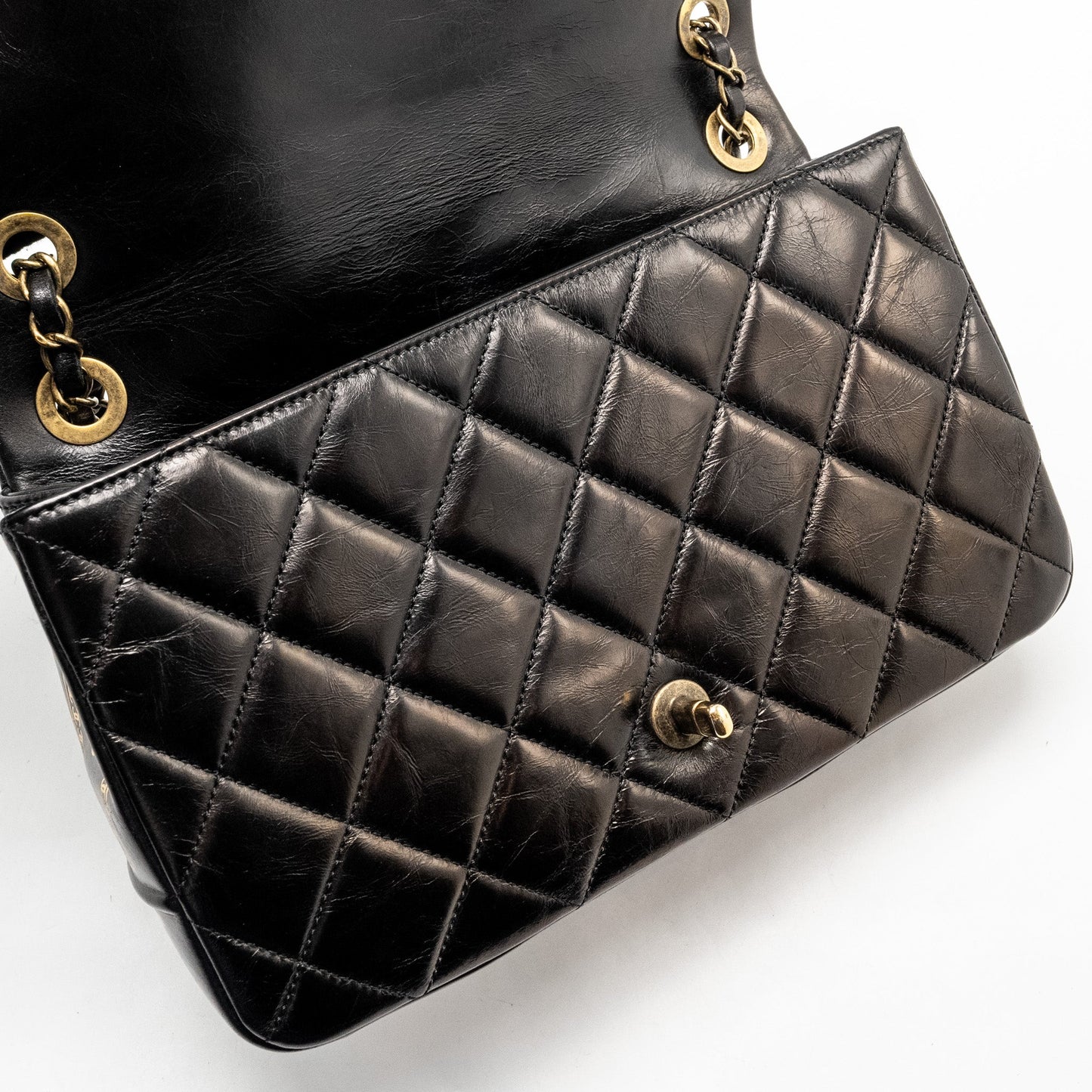 Chanel Limited Edition Quilted Flap Bag Shiny Calfskin Black