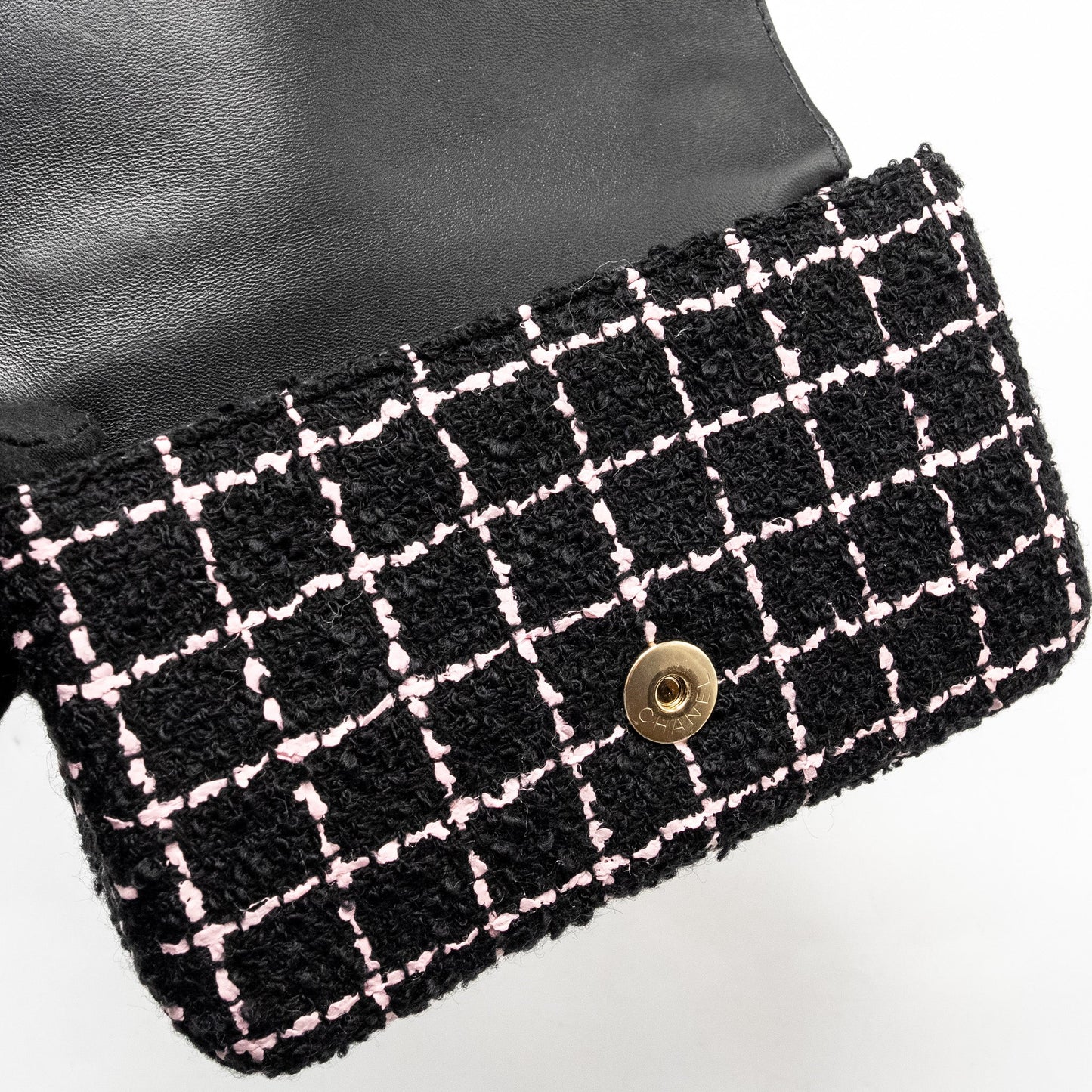 Chanel 23K Flower Bomb Mini Rectangular Flap Bag Tweed Black/Pink L (Microchip)