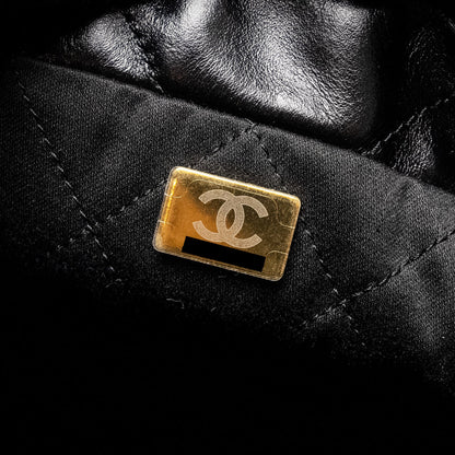 Chanel Mini 22 Bag Calfskin Black  (Microchip)