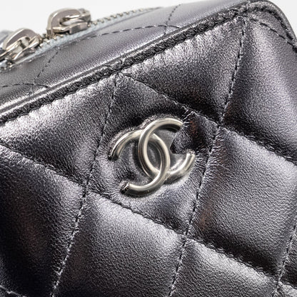 Chanel Mini Quilted Vanity With Giant Chain Lambskin Metallic Grey