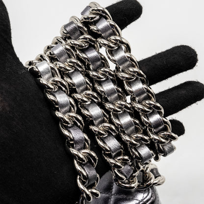 Chanel Mini Quilted Vanity With Giant Chain Lambskin Metallic Grey