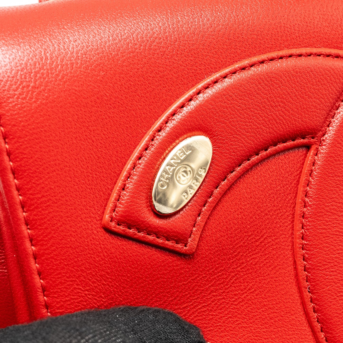 Chanel Mania Flap Bag Lambskin Red L