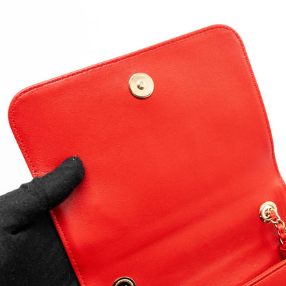 Chanel Mania Flap Bag Lambskin Red L