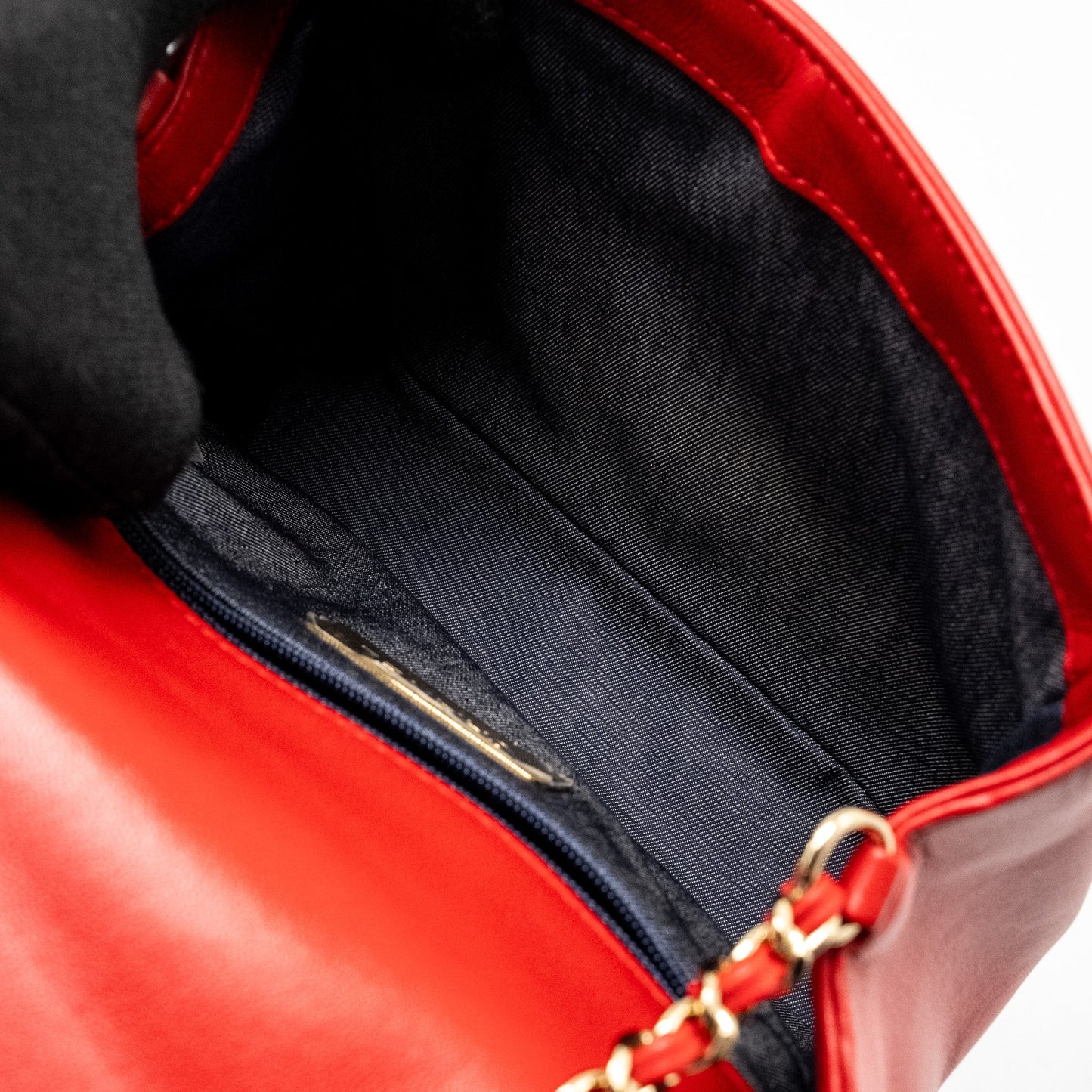 Chanel Mania Flap Bag Lambskin Red L