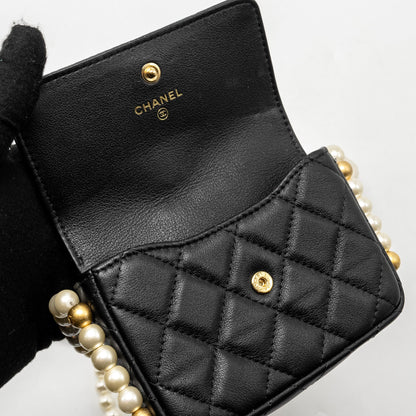 Chanel Mini Flap Purse with Pearl Chain Calfskin