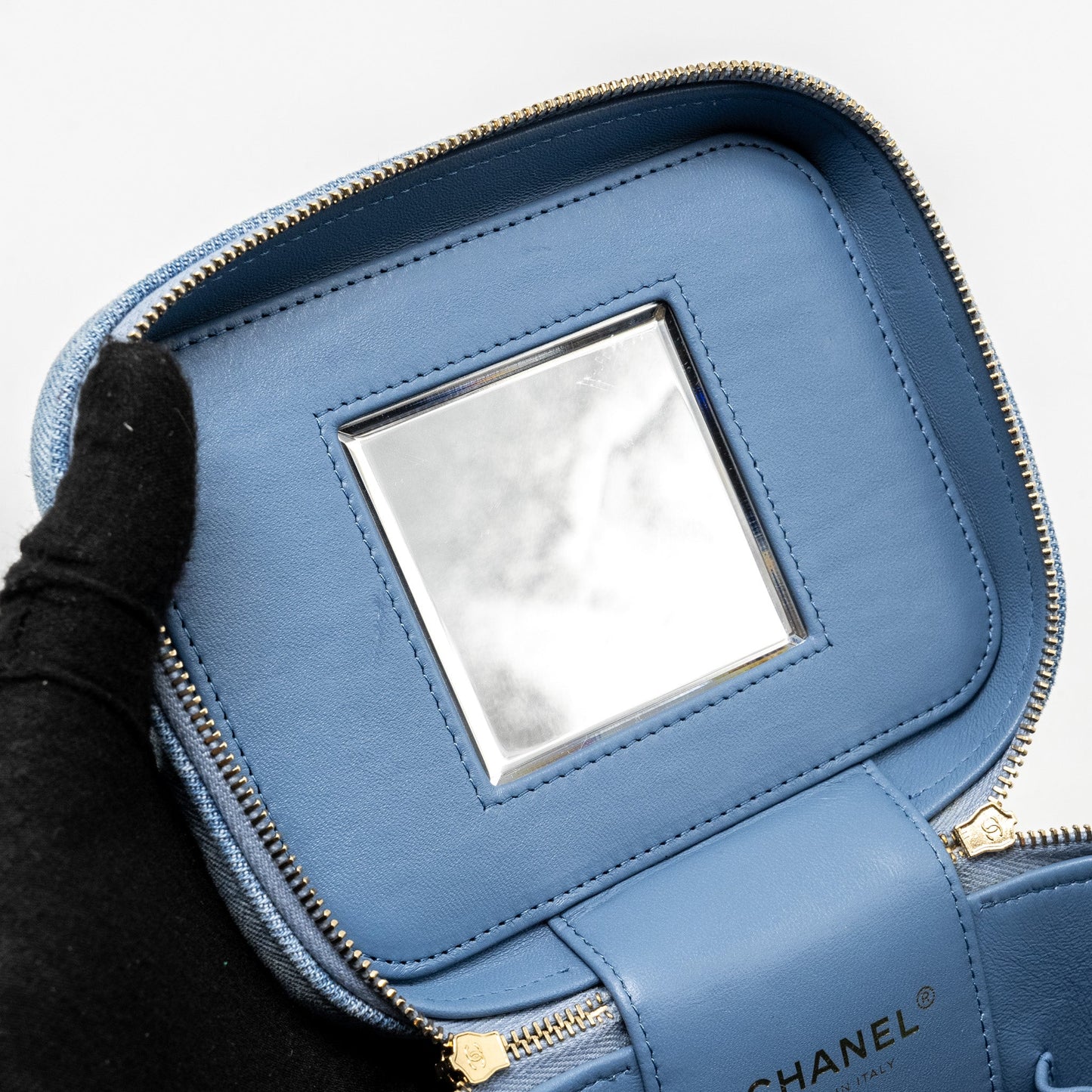 Chanel Vanity Case with Chain Denim Blue L (Microchip)