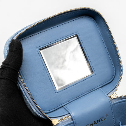 Chanel Vanity Case with Chain Denim Blue L (Microchip)