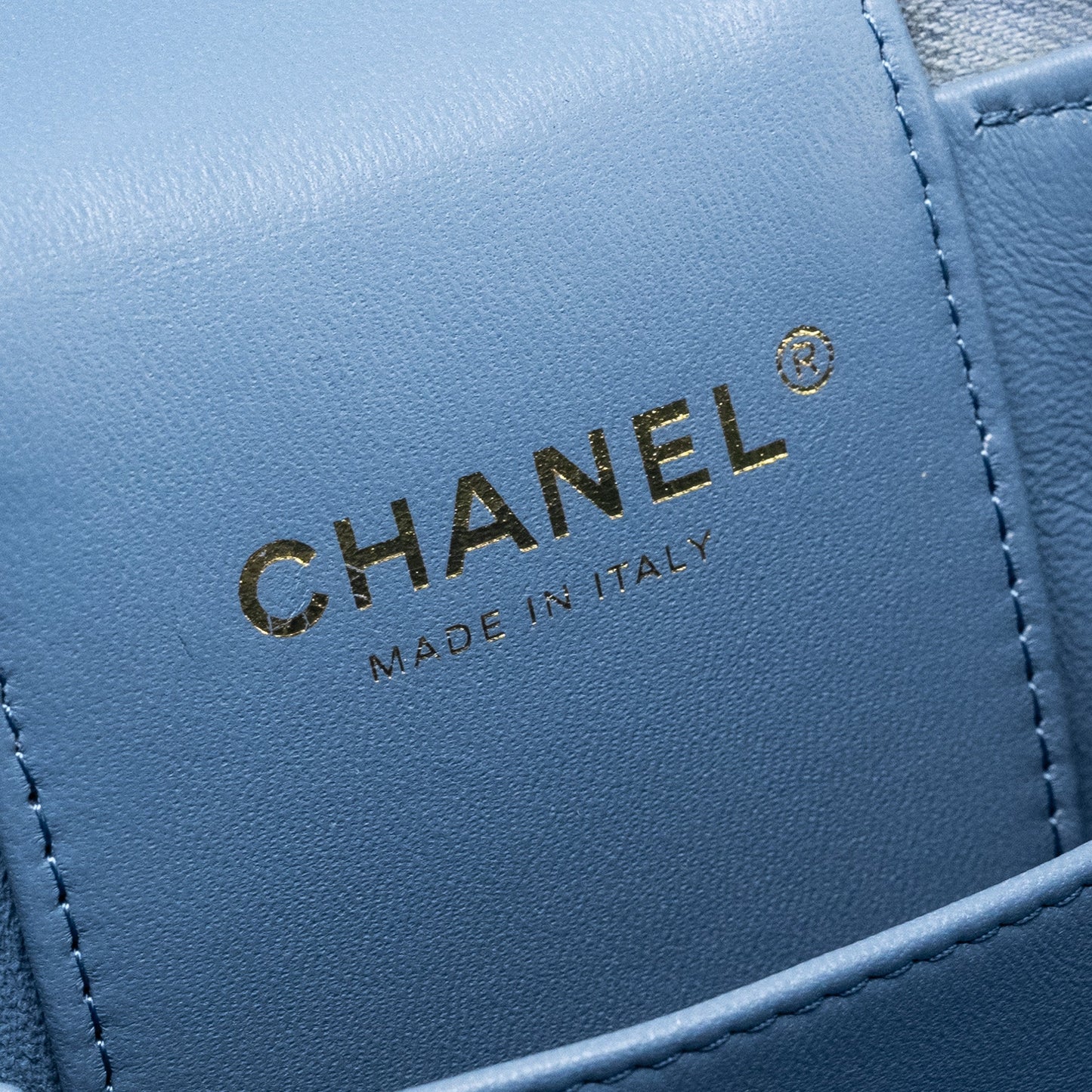 Chanel Vanity Case with Chain Denim Blue L (Microchip)