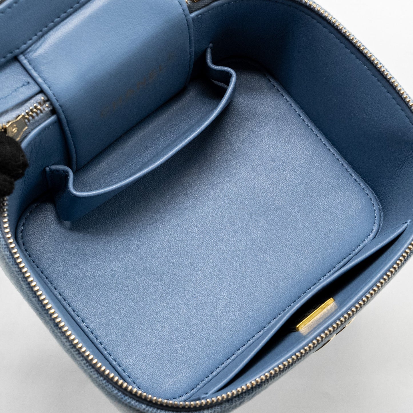 Chanel Vanity Case with Chain Denim Blue L (Microchip)