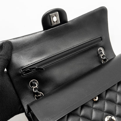 Chanel Medium Classic Double Flap Bag Lambskin Black  (microchip)