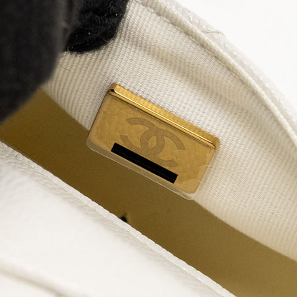Chanel 23K Triple Pocket Mini Backpack Caviar White L (Microchip)