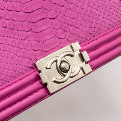 Chanel Medium Boy Flap Bag Python Pink Brushed