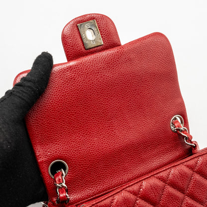 Chanel Mini Square Flap bag Caviar Red