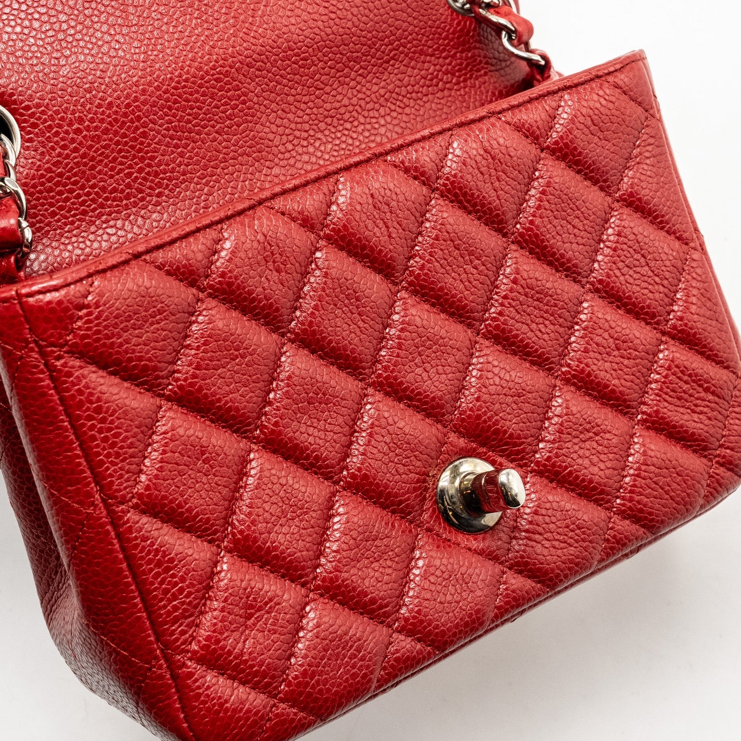 Chanel Mini Square Flap bag Caviar Red