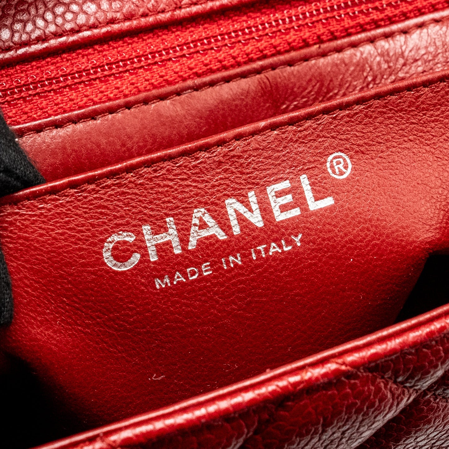 Chanel Mini Square Flap bag Caviar Red
