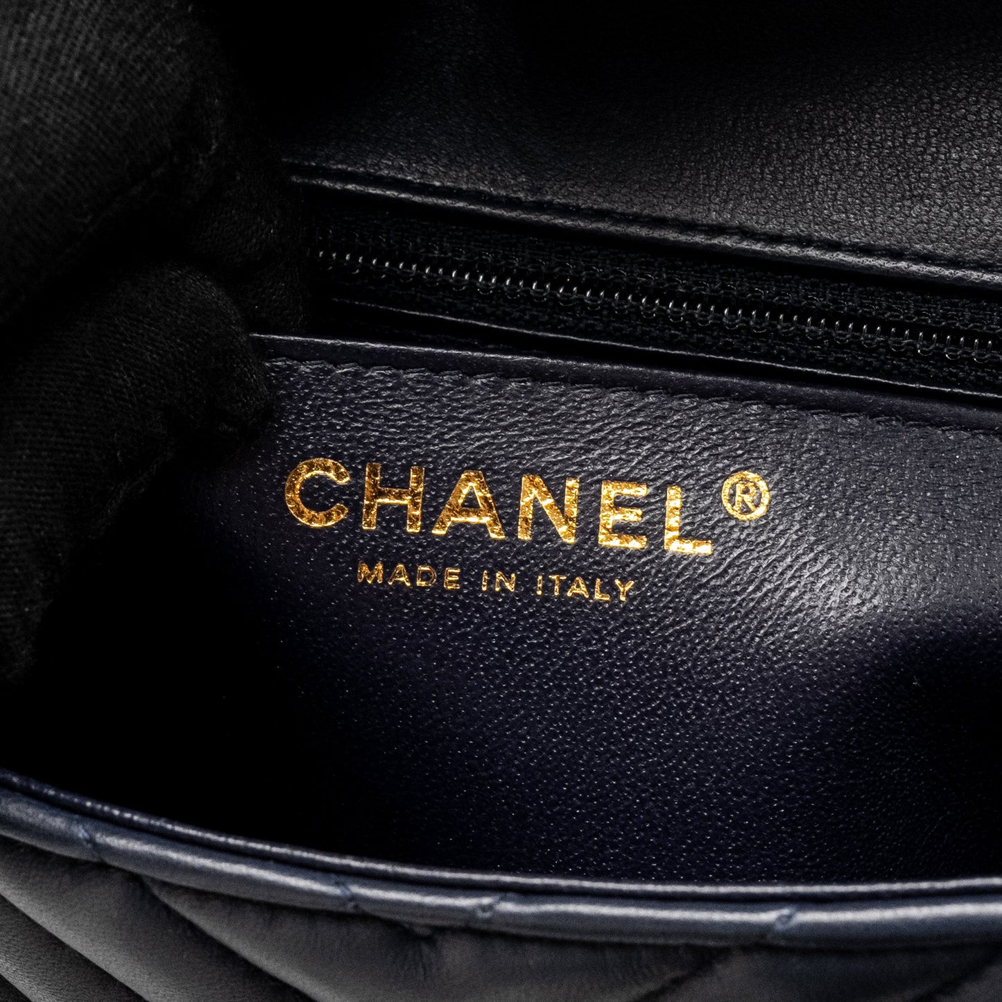 Chanel Mini Rectangular Flap Bag Chevron Lambskin Navy L
