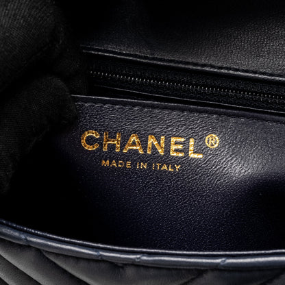 Chanel Mini Rectangular Flap Bag Chevron Lambskin Navy L