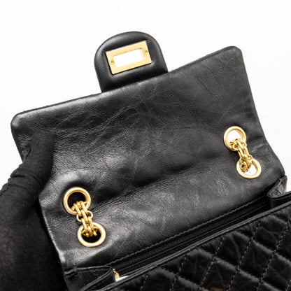 CHANEL Mini 2.55 Reissue Flap Bag Aged Calfskin Black Brushed  (Microchip)