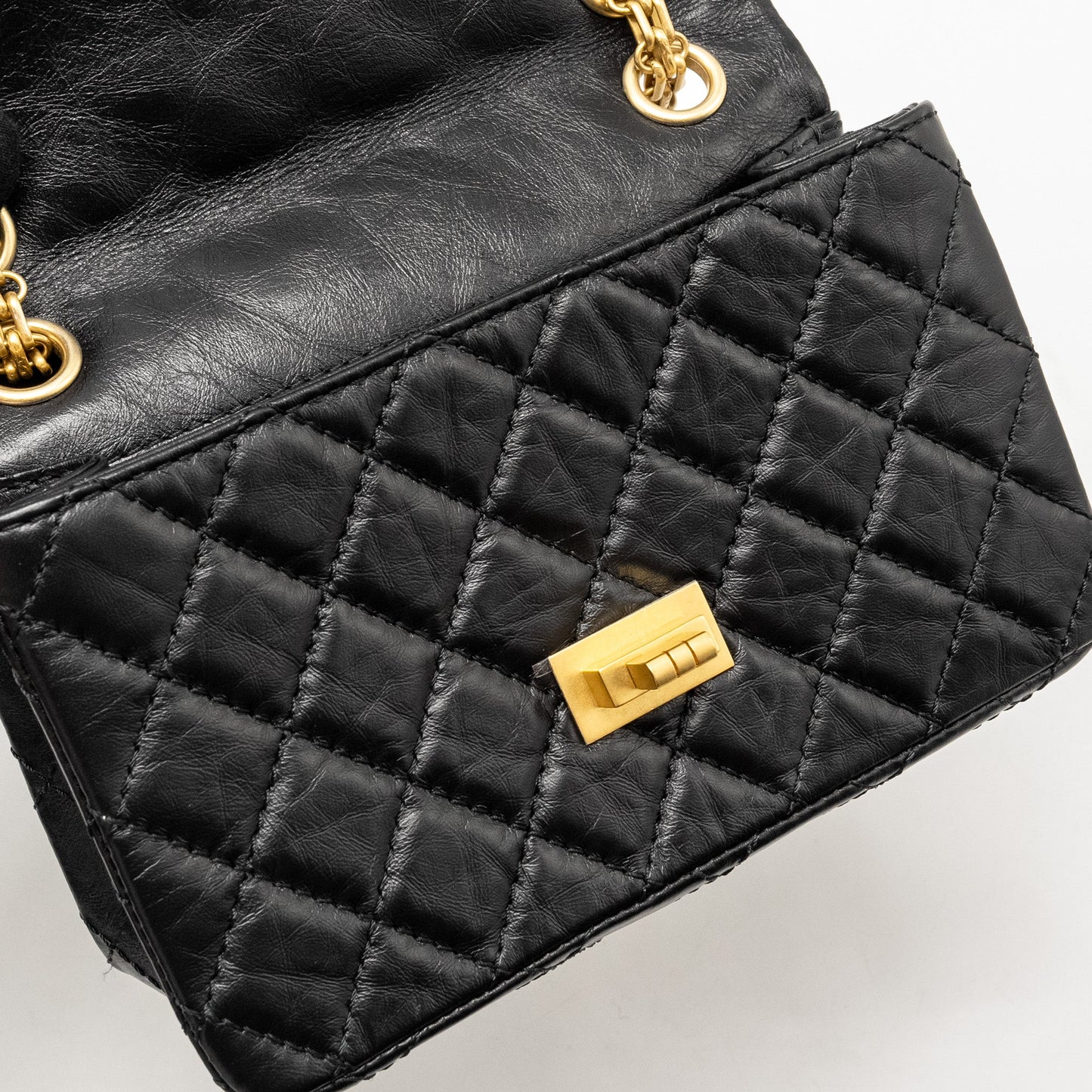 CHANEL Mini 2.55 Reissue Flap Bag Aged Calfskin Black Brushed  (Microchip)