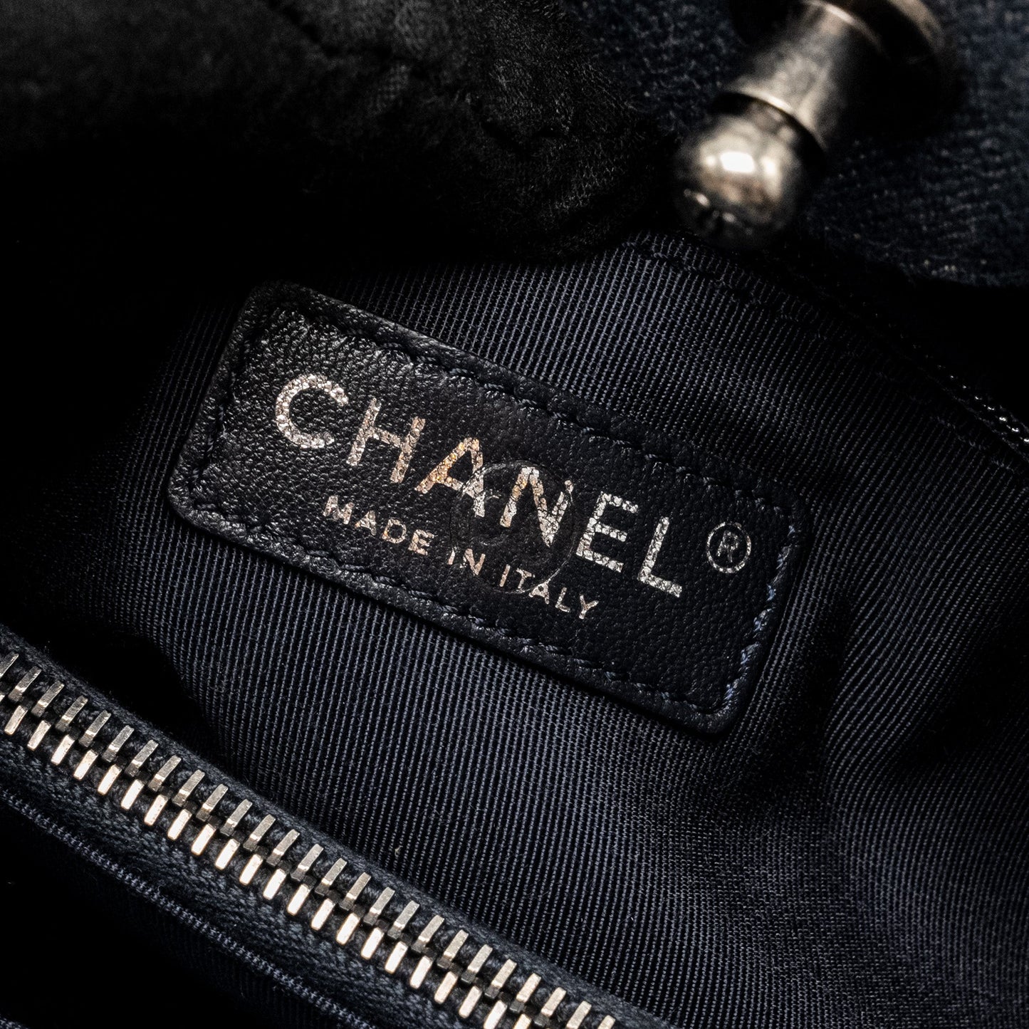 Chanel 15P Boy Chevron Shopping Tote Bag Denim/ Lambskin Blue Ruthenium Hardware