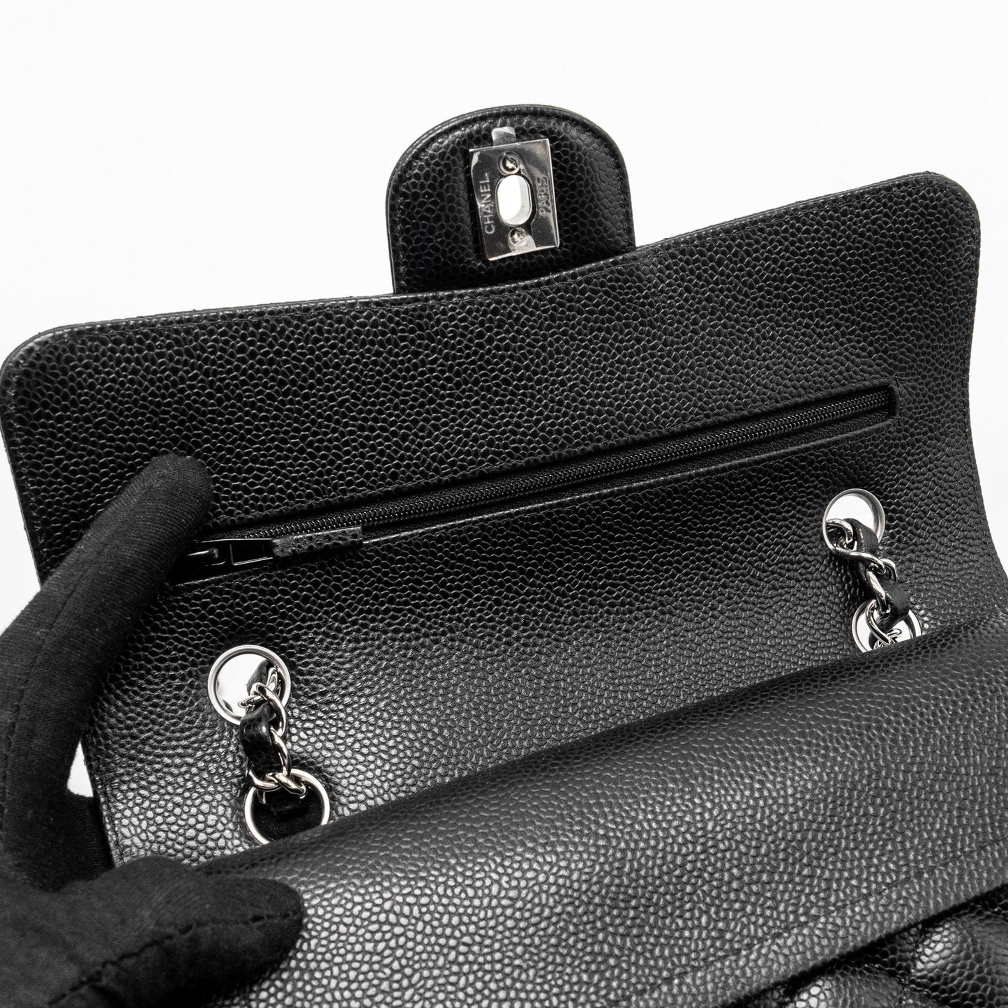 Chanel Small Classic Double Flap Bag Caviar Black  (Microchip)