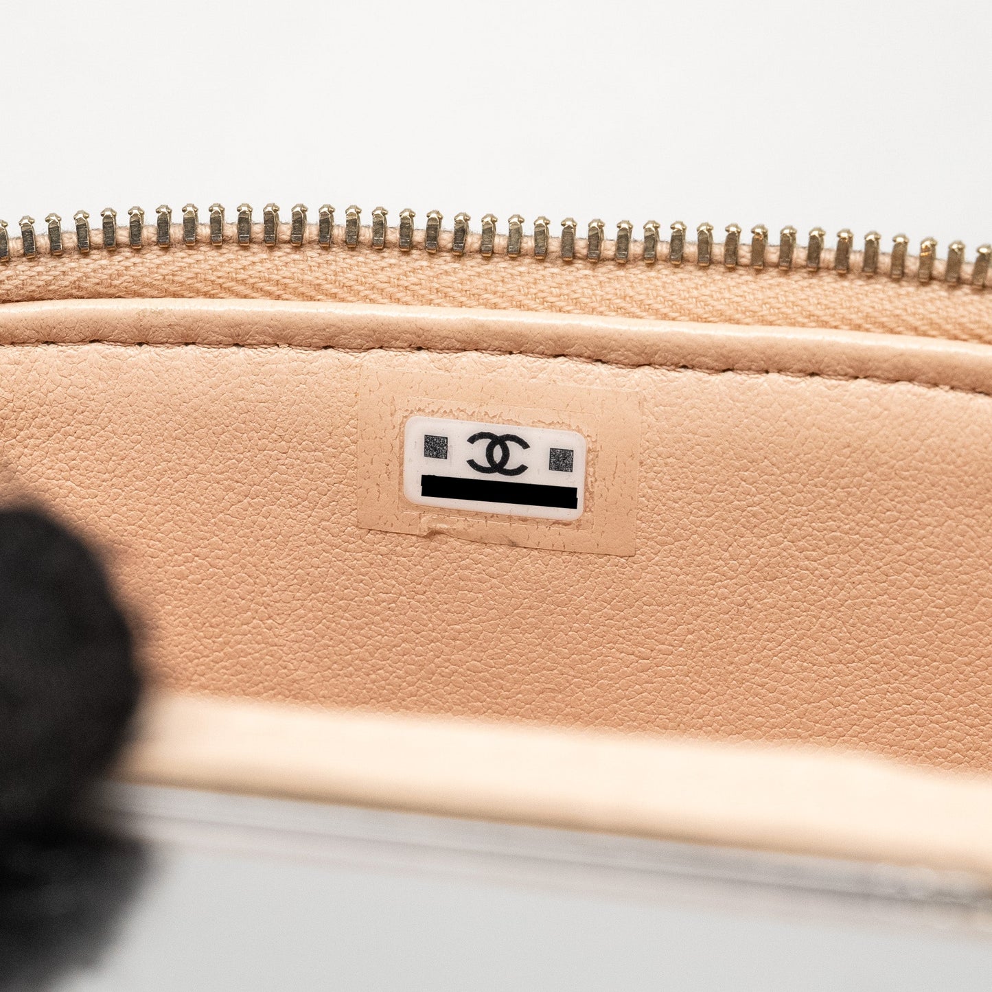 Chanel Mini Vanity Case With Camellia Adjustable Chain Lambskin Beige  (Microchip)