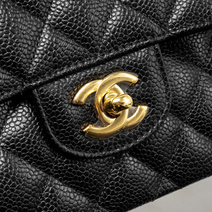 Chanel Small Classic Double Flap Bag Caviar Black  (microchip)