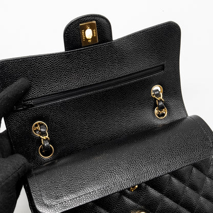 Chanel Small Classic Double Flap Bag Caviar Black  (microchip)